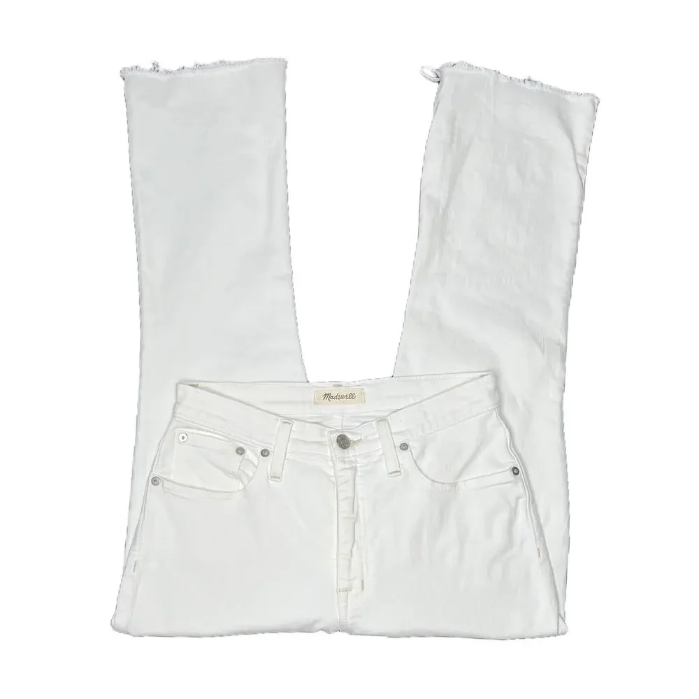 Madewell Cali Demi-Boot Jeans in Pure White w/ Raw-Hem size 28